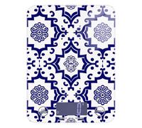 Chinese Geometric Patterns Dark Blue weight loss portable food scale travel 11lb/0.18oz, 5kg/5g scale kitchen with 4 unit for Baking roasting Cooking (Batteries not Included)