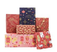 Chinese Gift Wrapping Paper,Mother's Father's Day Happy Birthday Red Wrapping Paper, 20x28" Per sheet(6 sheets:23 sq.ft.ttl.) for Chinese Lunar New Year 2023 Spring Festival Wedding Baby Shower