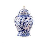 Chinese Ginger Jar with Lid,Chinoiserie Antique Style,Retro Blue and White Porcelain Flowers Ceramic Covered Jar Vase,Elegant Home Decorative,Traditional China Ming and Qing Style