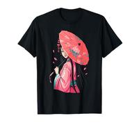 Chinese girl umbrella Chinese flowers anime girl T-Shirt