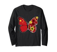Chinese Girls Roots China Flag Pride Heritage Butterfly Long Sleeve T-Shirt