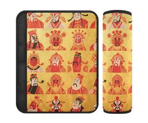 Chinese Gods Red 2 pcs car seat Cover Release Stress to Your Neck and Shoulders for Van forro para cinturon de seguridad