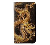 Chinese Gold Dragon Printed PU Leather Flip Case Cover For LG V40, LG V40 ThinQ