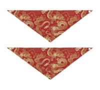 Chinese Golden Dragon Dog Bandanas Unique Shape Adjustable Fit Pet Scarf Cute Pet Holiday Accessories Decor for Dogs Cats S