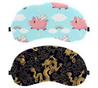 Chinese Golden Dragon Pattern 2-Pack Light-Blocking Soft Breathable Sleeping Mask Eye Patch