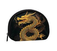 Chinese Golden Yellow Dragon Minis Storage Bag Shell Wallet Small Coin Purse with Minis with Zipper Change Purse for Coin Keys You Can Also Store Any Small Objects You Want