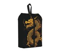 Chinese Golden Yellow Dragon Print Travel Shoe Storage Bag with Sturdy Webbing Handle for Travel Outdoor Sports Daily Storage