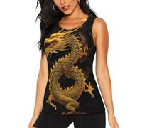 Chinese Golden Yellow Dragon Quick-Drying Vest Fitness Vest Fitness Sleeveless Running Top Yoga Shirt Round Neck Sports Vest is Suitable for Other Outdoor Activities Or Daily Wear