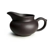 Chinese Gongfu Tea Fairness Cup 120ml Traditional Clay Tea Pitcher, Terracotta Brown, Handcrafted Serving Mini (Black)