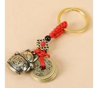 Chinese Gourd Berth, Coin Gourd Keychain,Key Rings with Five Emperors Corner | Chinese Decor Charm Wealth Success for Health to Families and Friends