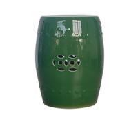 Chinese Green Ceramic Garden Drum Stool Decorative Outdoor Accent Furniture Stylish Patio Seating Vibrant Garden Decor Unique Home Accent and Weather-Resistant