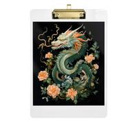 Chinese Green Dragon Clipboard Acrylics Decorative Clipboard Hanging Clipboards A4 Standard Size with Low Profile Metal Clip for Students, Women, Man 12.5 x 9 Inches
