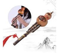 Chinese Handmade Black Bamboo Hulusi Gourd Cucurbit Flute Ethnic Musical Instrument Key of C with Case for Beginner Music Lovers