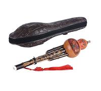 Chinese Handmade Hulusi Black Bamboo Gourd Cucurbit Flute Ethnic Musical Instrument Key of C with Case for Beginner Music Lovers (As picture)