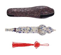 Chinese Handmade Hulusi Black Bamboo Gourd Cucurbit Flute Ethnic Musical Instrument Key of C with Case for Beginner Music Lovers (Type2 Blue)