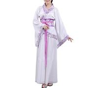 Chinese Hanfu Costume Goddess In The Moon Ancient Traditional Wide Sleeve Han Dynasty Top Skirt 2pcs of Set Outfit (23-Purple, L)