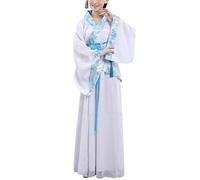 Chinese Hanfu Costume Goddess In The Moon Ancient Traditional Wide Sleeve Han Dynasty Top Skirt 2pcs of Set Outfit (23-Blue, M)