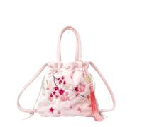 Chinese Hanfu Inspired Crossbody Bag - Embroidered Silk Satin Shoulder Purse with Tassel & Secret Pocket(A34)