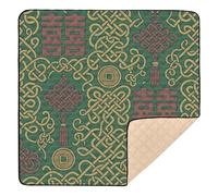 Chinese Happiness Seamless Pattern - Celtic Knot Fusion Soft Thick Baby Playmat for Indoor Outdoor Non-Toxic Activity Gym Mat for Baby Toddler Infant, 50'' x 50''