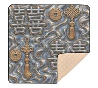 Chinese Happiness Seamless Pattern - Liquid Metal Style Large Stylish Baby Activity Play Mat for Floor Portable Travel Play Mat for Baby Toddler Infant, 50'' x 50''