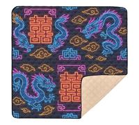 Chinese Happiness Seamless Pattern - Neon Style Large Sturdy Baby Playmat for Indoor Outdoor Non-Toxic Padded Play Mat for Baby Kids Toddlers Infants, 50'' x 50''
