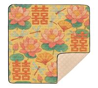 Chinese Happiness Seamless Pattern - Summer Theme Large Non-Slip Baby Play Mat for Floor Non-Toxic Baby Crawling Mat for Baby Toddler Infant, 50'' x 50''