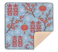 Chinese Happiness Seamless Pattern - Winter Theme Large Non-Slip Baby Gym & Activity Mat for Indoor Outdoor Waterproof Padded Baby Mat for Baby Toddler Infant, 50'' x 50''