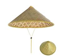 Chinese Hat Oriental Bamboo Sun Hat Asian Coolie Hats Handmade Weave Straw Hats Tourism Rain Cap Dance Props for Traveling Fishing Gardening, Yellow