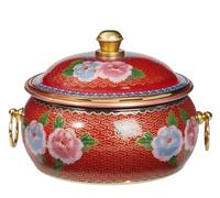 Chinese Hot Pot Enamel Hot Pot Single Copper Pot Induction Hot Pot Traditional Stew Pot Soup Pot Cooking Cookware Hot Pot(Red1)