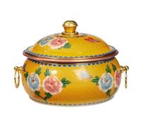 Chinese Hot Pot Enamel Hot Pot Single Copper Pot Induction Hot Pot Traditional Stew Pot Soup Pot Cooking Cookware Hot Pot(Yellow1)