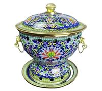 Chinese Hot Pot Hot Pot Durable Enamel Single Hot Pot Desktop Hot Pot Household Alcohol Boiler Chafing Dish Cookware Hot Pot(Blue)