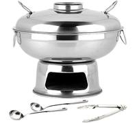 Chinese Hot Pot Outdoor Hot Pot with Lid Old Beijing Charcoal Stainless Steel Hotpot Split Design Easy to Clean Vintage Cooking Pots for Kitchen Catering Parties Hotels One Color 26cm/10.2inch