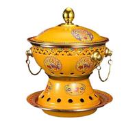 Chinese Hot Pot Single Person Hot Pot Copper Hot Pot Commercial Household Cooking Pot with Handle Cookware Hot Pot(Yellow)