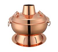 Chinese Hot Pot, Stainless Steel Charcoal Shabu Hotpot Cooker Chinese Traditional Stew Pot Soup Pot Cookware(Rose,32cm)
