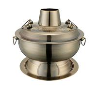 Chinese Hot Pot, Stainless Steel Charcoal Shabu Hotpot Cooker Chinese Traditional Stew Pot Soup Pot Cookware(Bronze,36cm)