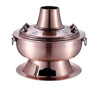 Chinese Hot Pot, Stainless Steel Chinese Cooker Traditional Soup Pot Cookware with Chimney(Red Copper,32cm)