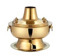 Chinese Hot Pot Stainless Steel Hot Pot Charcoal Chinese Cooker Soup Pot Traditional Cooking Cookware Hot Pot(Gold,34cm)
