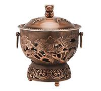 Chinese Hot Pot, Stainless Steel Shabu Shabu Pot Cooker Alcohol Hotpot Cooking Pot Cookware Pan(Red Copper)