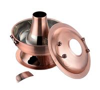Chinese Hot Pot, Two-Flavor Chinese Charcoal Shabu Shabu Pot Cooker Stainless Steel Hot Pot Cookware(Red Copper,36cm)