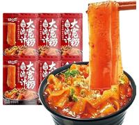 Chinese Hotpot Wide Noodles,Sweet Potato Starch Glass Noodles,Sichuan Sesame Sauce Red Oil Flavored Hot Pot Kuan Fen, Instant Food Powder, Hotpot Soup Japchae&Korean dish (Red Oil Flavor,2bag)