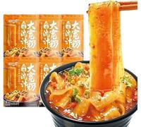 Chinese Hotpot Wide Noodles,Sweet Potato Starch Glass Noodles,Sichuan Sesame Sauce Red Oil Flavored Hot Pot Kuan Fen, Instant Food Powder, Hotpot Soup Japchae&Korean dish (Sesame Sauce flavor,3bag)