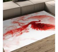 Chinese Ink Painting Art Area Rugs 100x200cm Area Rug Mythological Phoenix Pattern Rugs Living Room Bedroom Under Table Home Office Thin Soft Low Pile Carpet