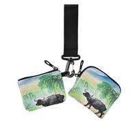 Chinese Ink Painting Art Cow Women's Change Wallet Card Cases Small Portable Identity Card Protector with Zipper Coin Pocket for Work Travel 2 Packs, Chinese ink painting art cow, One Size, Print Art