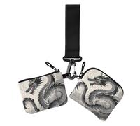 Chinese Ink Painting Art Dragon Women's Coin Purses Card Cases Minimalist Identity Card Protector with Zipper Pocket for Lady 2 Pcs, Chinese ink painting art dragon, One Size, Print Art