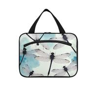 Chinese Ink Painting Art Dragonfly Hanging Travel Bag for Men with Hook, Designer Collapsible Waterproof Cosmetic Bag for Essentials for Women Cruises bolso de Mano para Hombre L