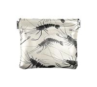 Chinese Ink Painting Art Shrimp Beige Women's Small Leather Change Purse Waterproof Organizing Pouches for Women Travel, Chinese ink painting art shrimp beige, One Size, Print Art