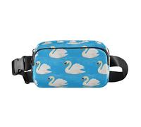 Chinese Ink Painting Goose White Swan Fashion Fanny Pack Waist Bag for Women Men Multipurpose Sling Chest Bag with Adjustable Strap for Travel Vacation Running