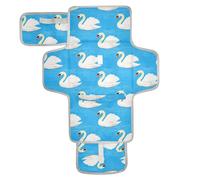 Chinese Ink Painting Goose White Swan Reusable Diaper Changing Pads with Tissue Pocket Portable Changing pad for Baby for Moms, Dads cambiador de pa?ales para Bebes