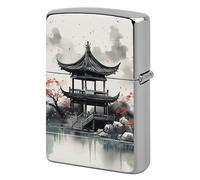 Chinese Ink Painting Lighter Case Pouch Double-Sided Metal Lighter Sleeve Scratch & Drop Resistant Lighters Protector Fits Standard Kerosene Lighters Pocket Protective Cover for Camping Party