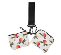Chinese Ink Painting Peach Pink Women's Coin Pouches Card Holder Large Capacity Zipper Coin Purse Wallet with Keychain for Woman 2 Pcs, Chinese ink painting peach pink, One Size, Casual